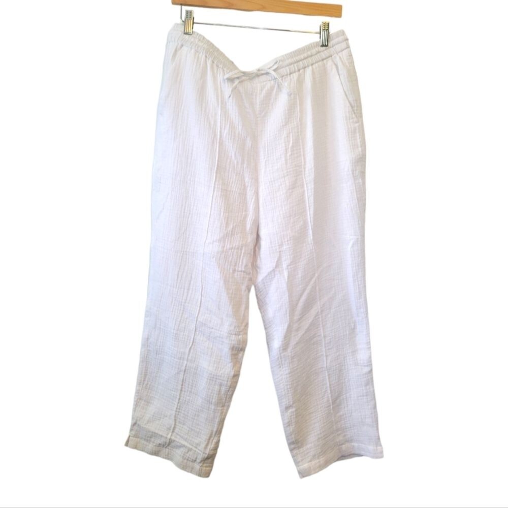 J. Crew Seaside Soft White Gauzy Cotton Pull On Pants Size Large